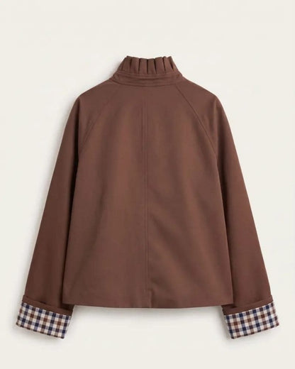 Maria Brown Ruffle Neck Jacket