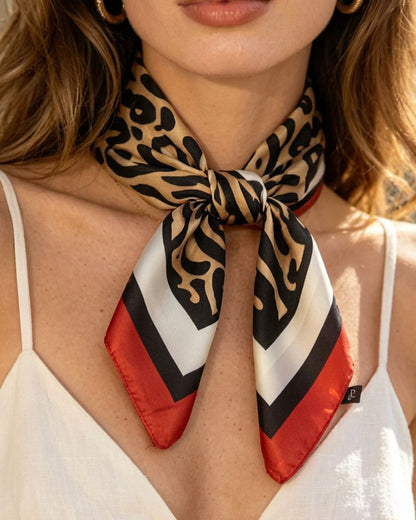 Shauna Red Leopard Scarf