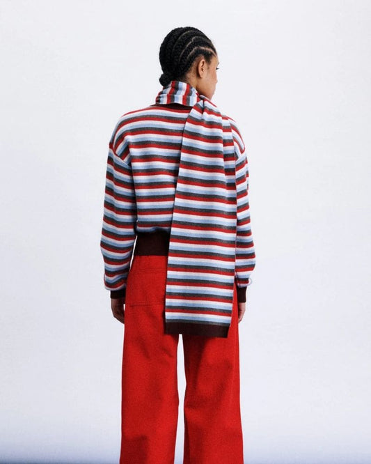 SHIBUYA Red Cardigan Scarf Set