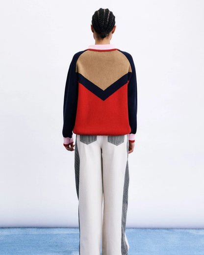 Back view of the HANSHIN Red Cardigan