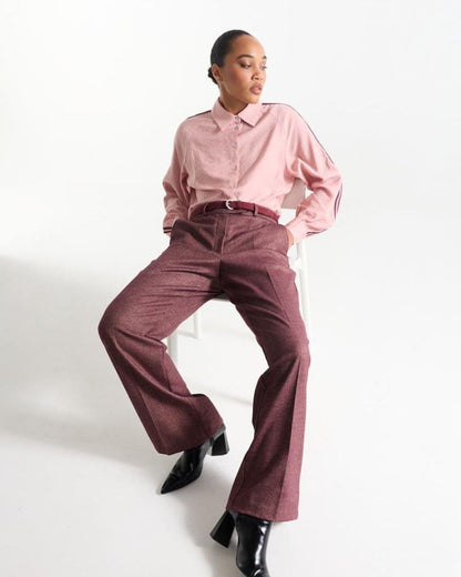 Bonna Wine Red Wide Leg Trousers