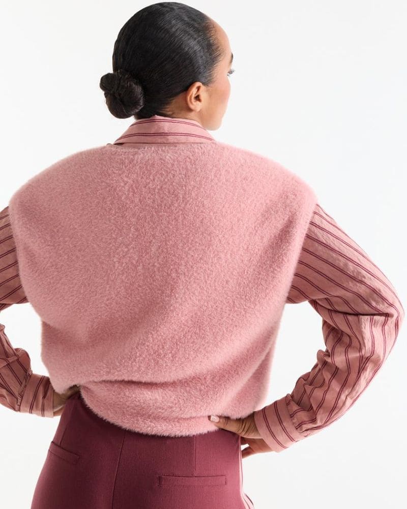 Chelsie Pink Fluffy Sweater Vest
