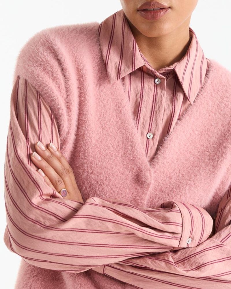 Chelsie Pink Fluffy Sweater Vest