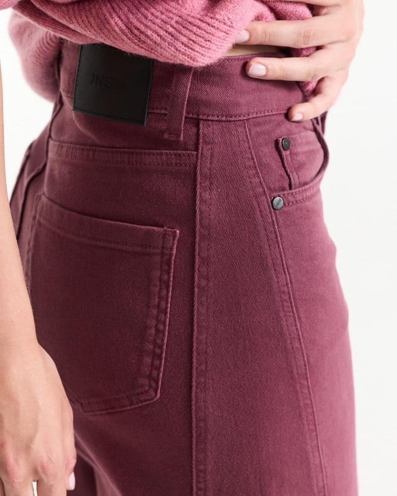 Jones Wine-Red Wide-Leg Jeans