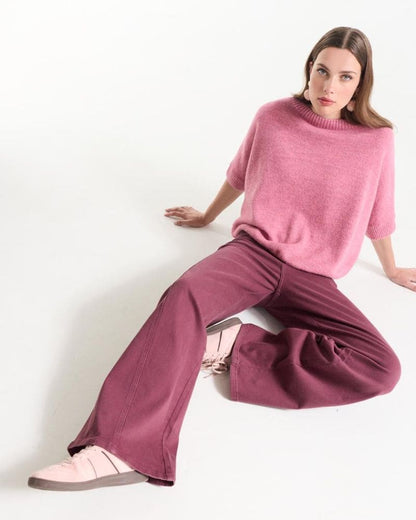 Jones Wine-Red Wide-Leg Jeans