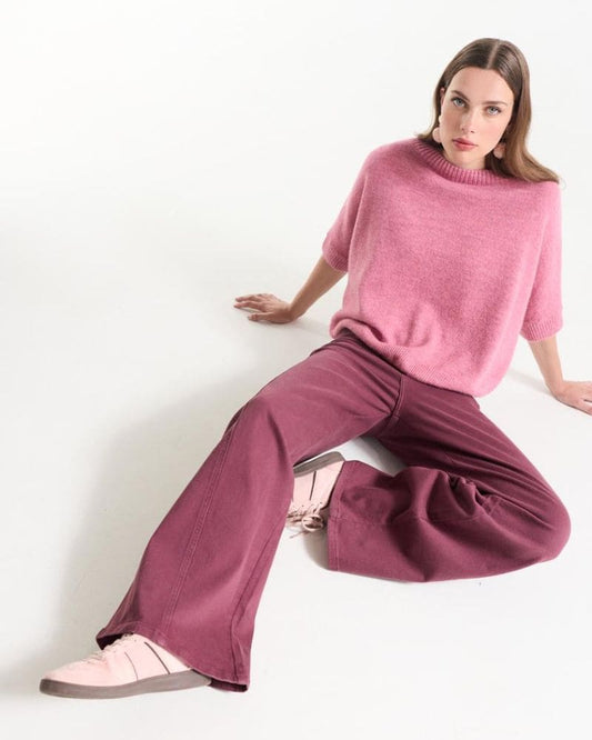 Jones Wine-Red Wide-Leg Jeans