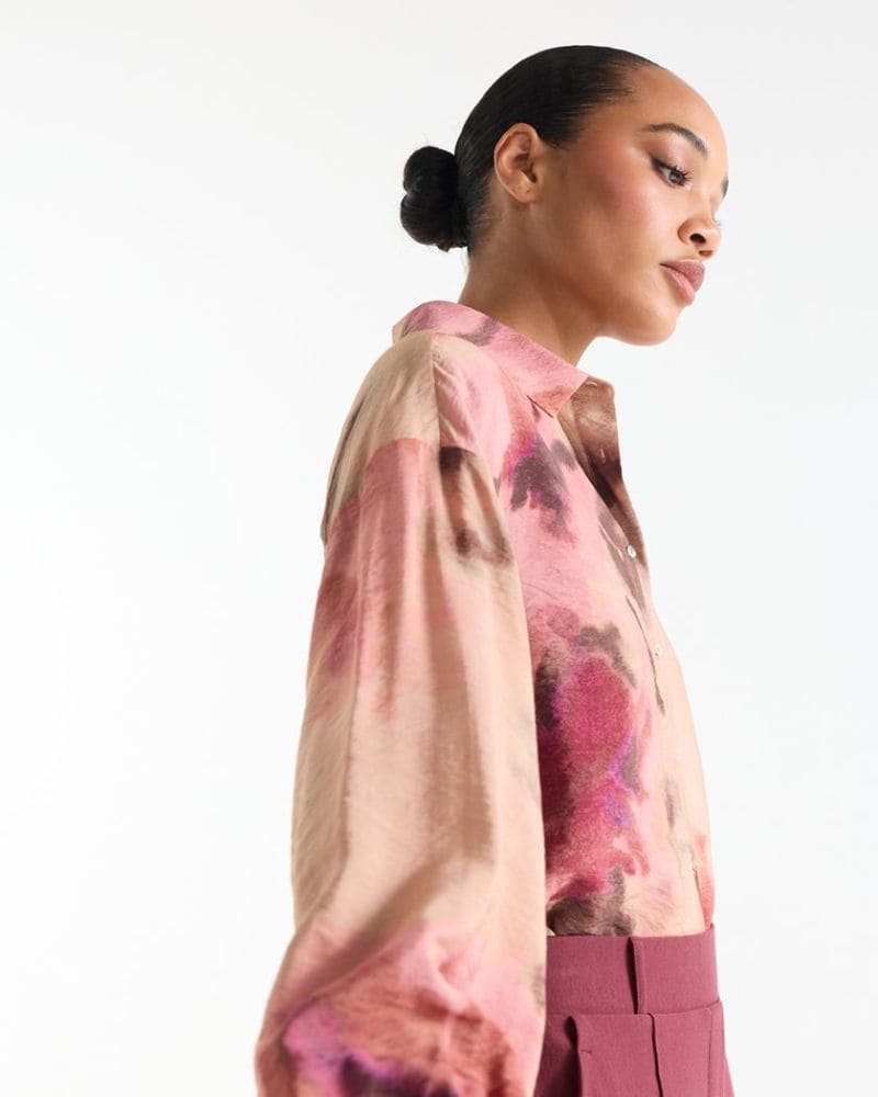 Juna Pink Watercolour Print Blouse