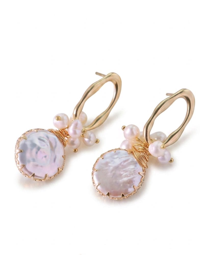 Fleur Fresh Water Baroque Pearl Hoop Earrings