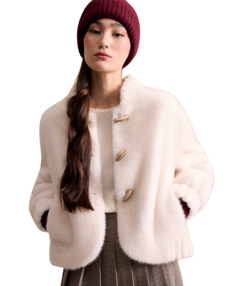 Leo & Ugo Solveig Faux Fur Coat in Ecru