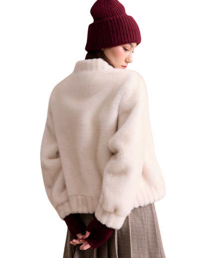 Leo & Ugo Solveig Faux Fur Coat in Ecru