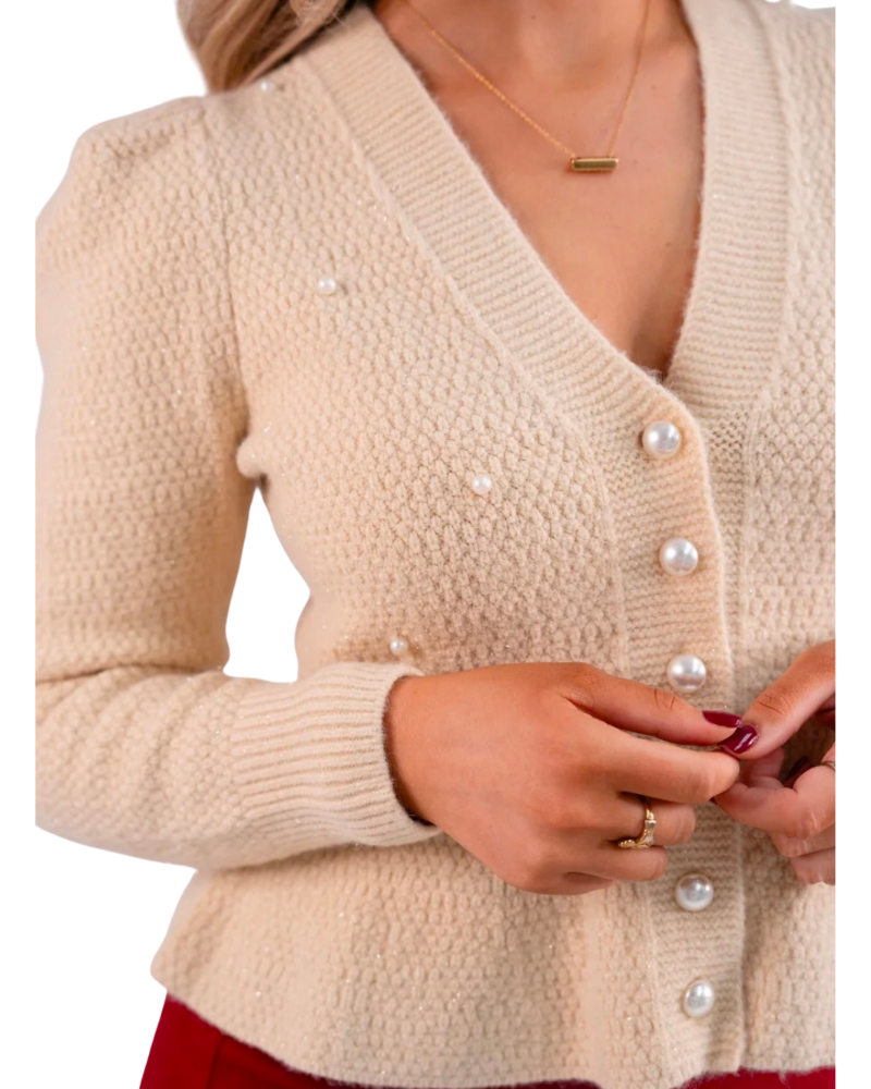 Love Laura Pearl Cardigan in Cream