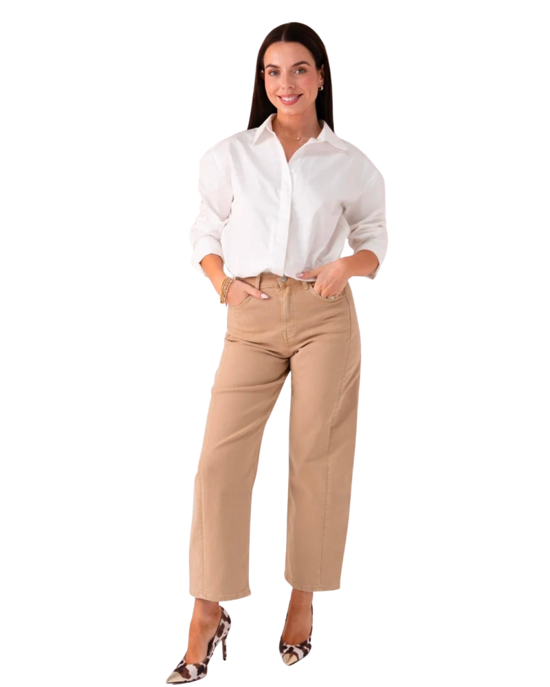 Love Laura Carrot Barrel Jeans in Dark Taupe