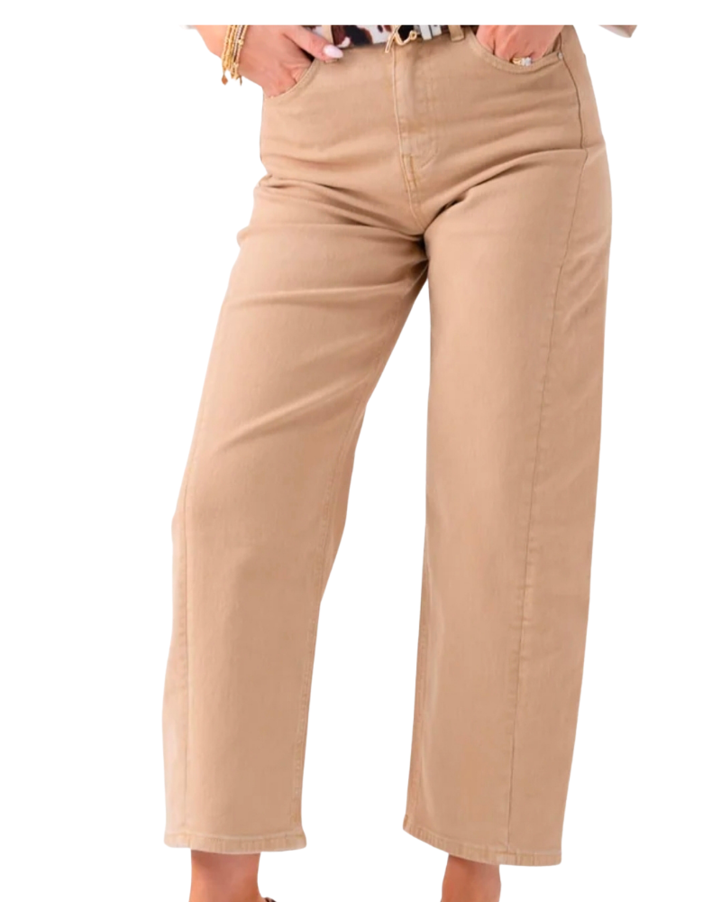 Love Laura Carrot Barrel Jeans in Dark Taupe