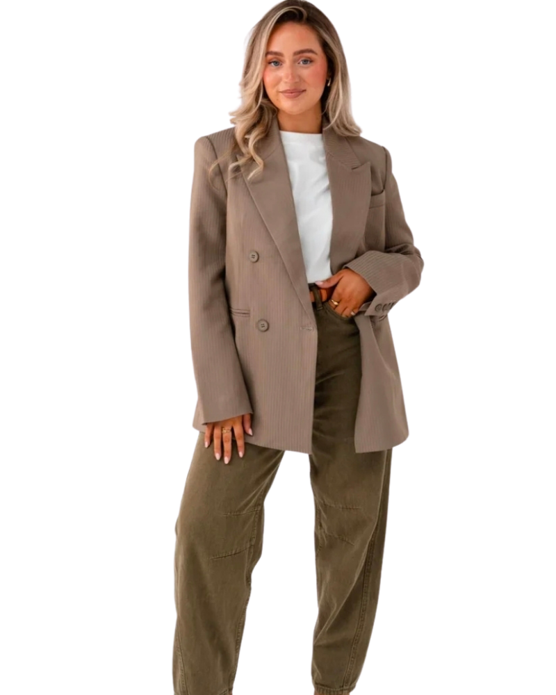Love Laura Refined Blazer in Taupe