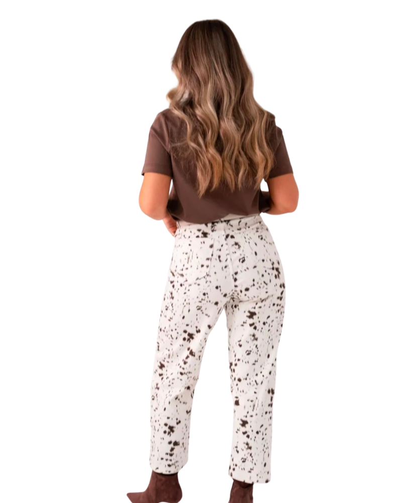 Love Laura Carrot Barrel Jeans in Snow Leopard