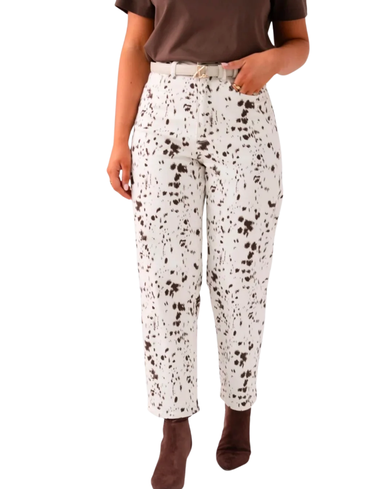 Love Laura Carrot Barrel Jeans in Snow Leopard