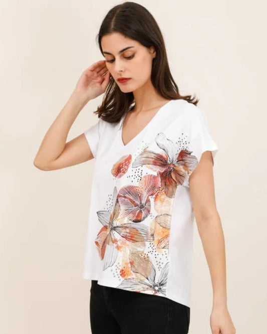 Andrea Cotton V-neck T-shirt