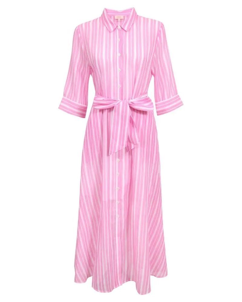 Gia Rose Shadow Stripe Shirt Dress