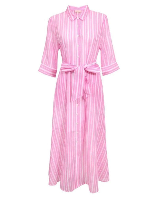 Gia Rose Shadow Stripe Shirt Dress