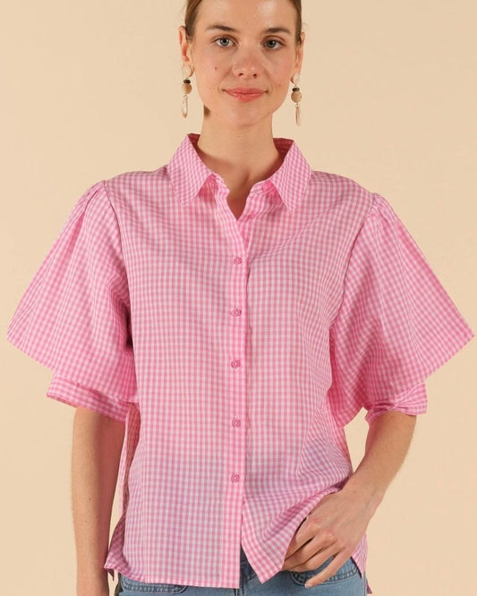 Genevieve Gingham Pink Shirt