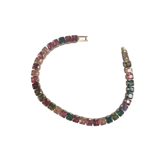 Diamante coloured stone Gold Bracelet