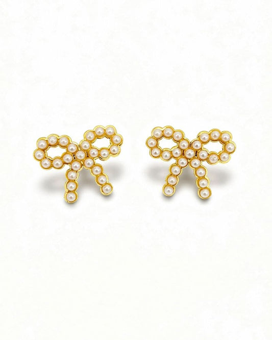 Lottie Pearl Bow Earrings