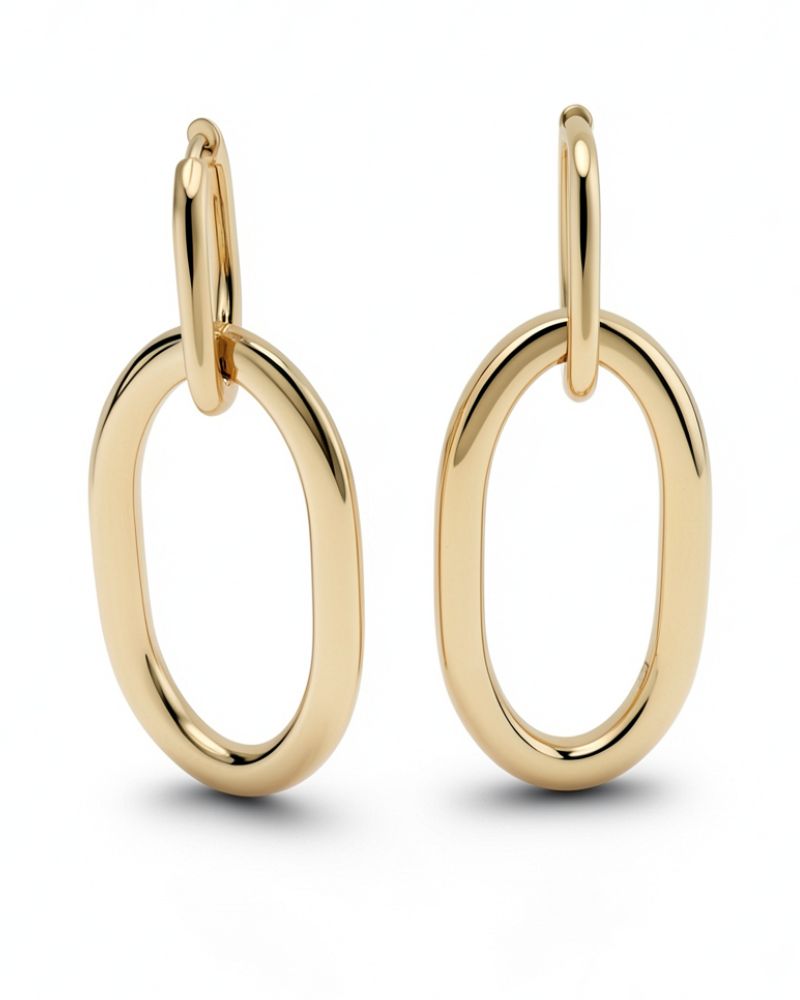 Zara Gold Oval Statement Earring