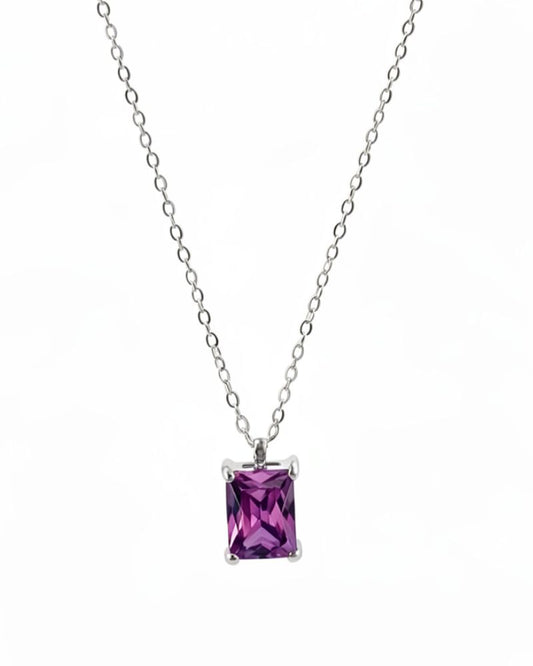 Iris Silver Necklace with Purple Gemstone