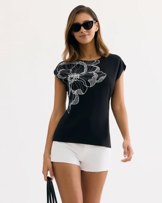 Leo & Ugo Black print tee TEJ961