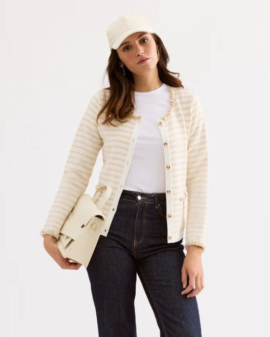 Leo & Ugo Cream and gold cardi AE125