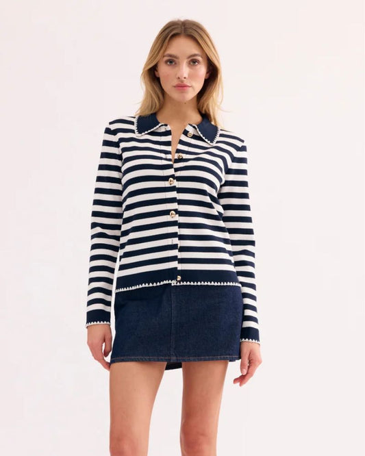 Leo & Ugo Navy stripe knit AE132