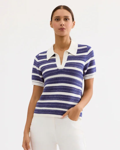 Leo & Ugo Polo Style Stripe top OE483