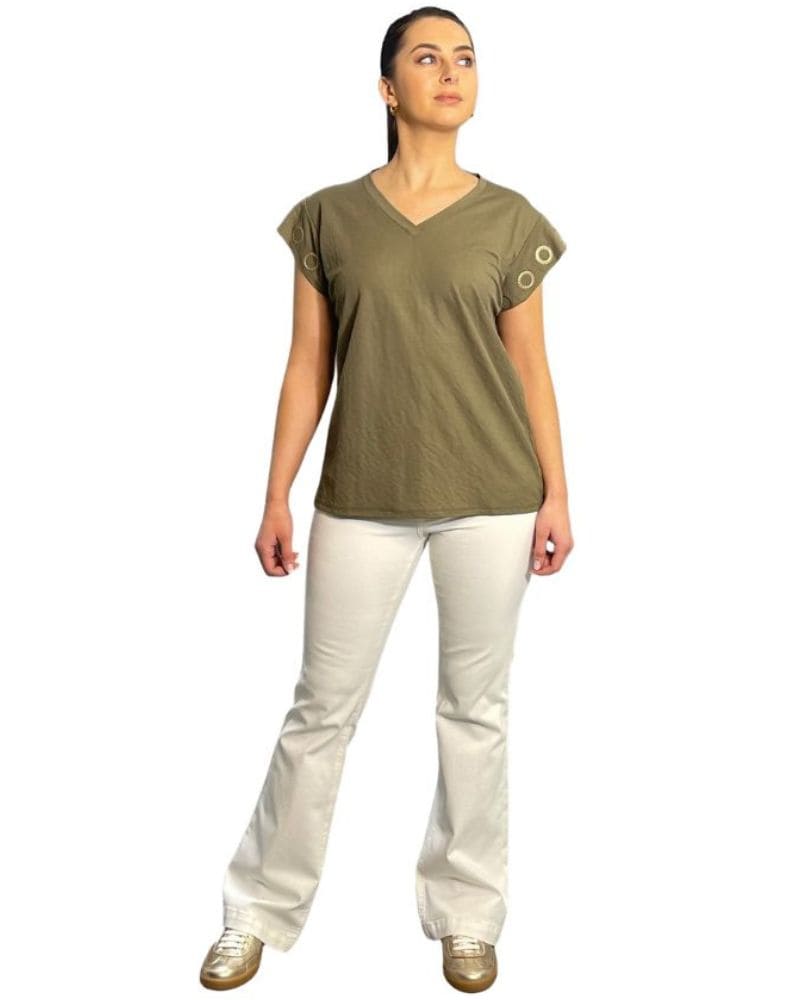 Para Mi Jade Flare Jeans  - Cream