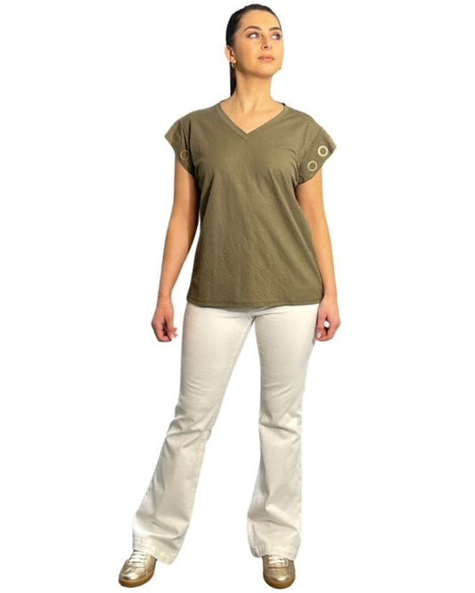 Para Mi Jade Flare Jeans  - Cream