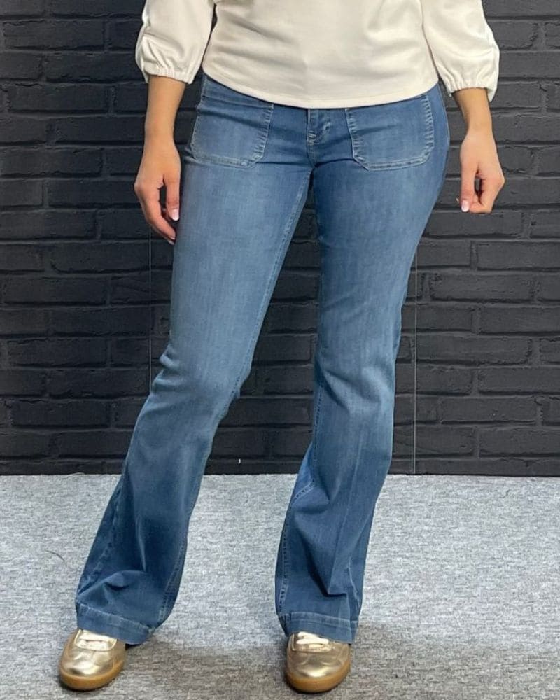 Para Mi Jade Pocket Denim Jeans  - Mid Blue