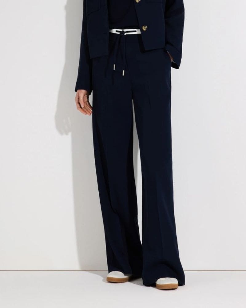 More & More Wide Leg Drawstring Navy Trousers