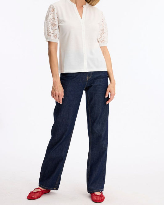 Leo & Ugo White lace detail blouse TEW564