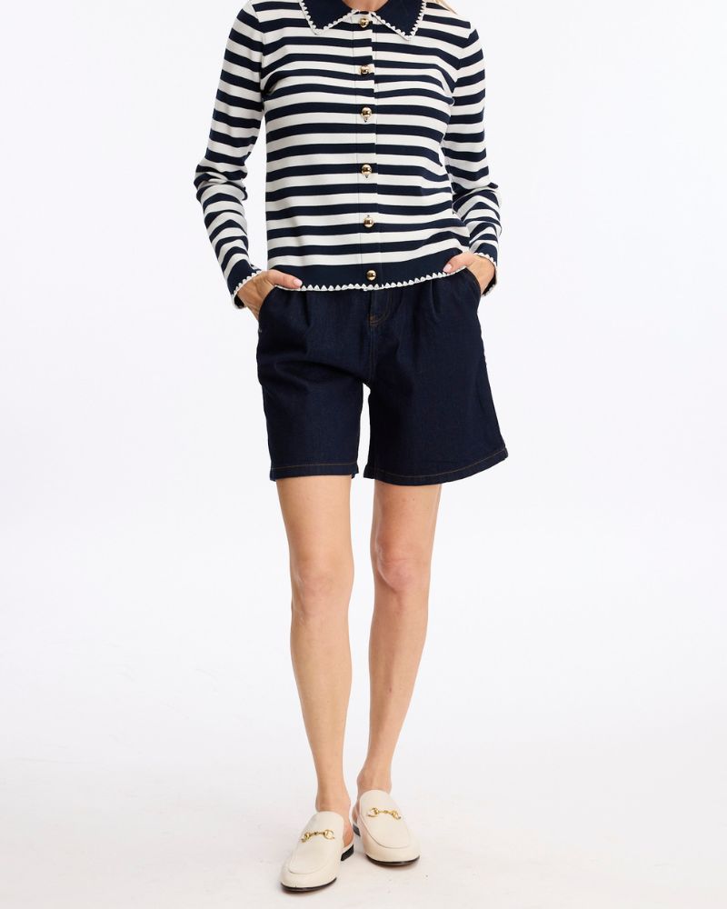 Leo & Ugo Navy stripe knit AE132