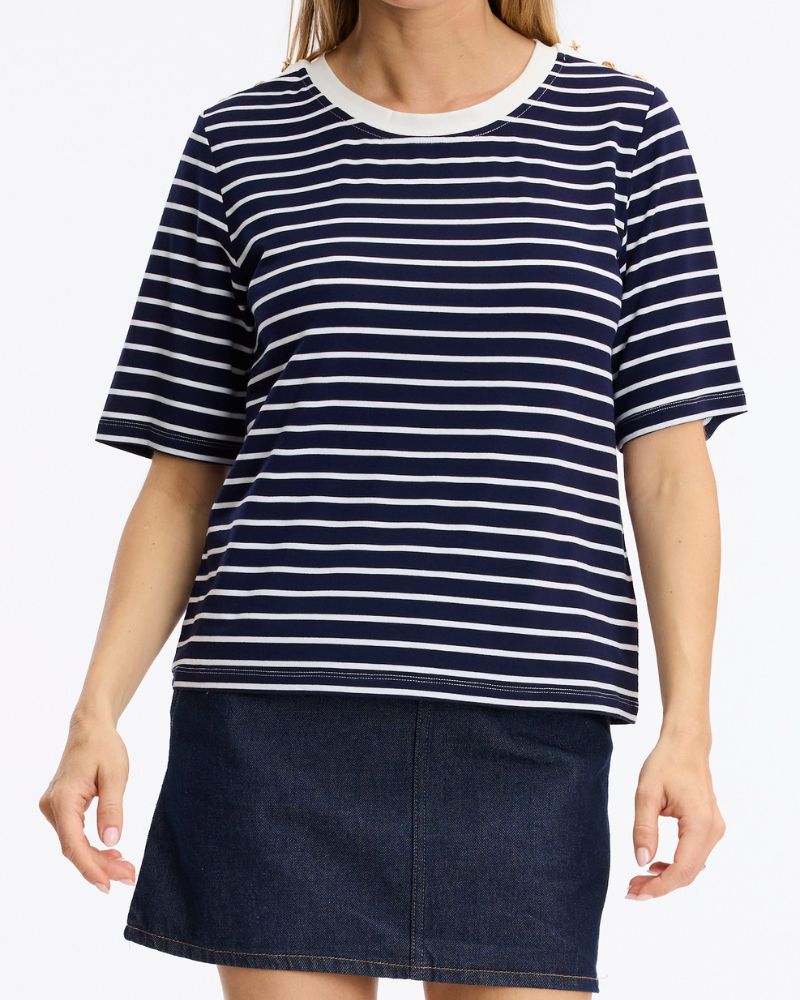 Leo & Ugo Navy stripe tee TEJ979