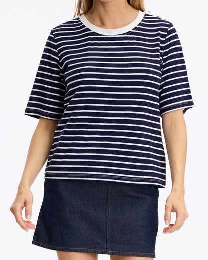 Leo & Ugo Navy stripe tee TEJ979
