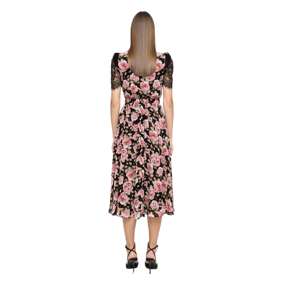 Nissa Lace-detail chiffon midi dress RC15755