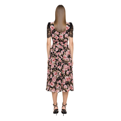 Nissa Lace-detail chiffon midi dress RC15755