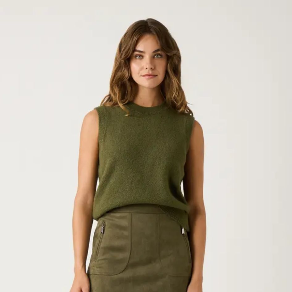 More & More Sweater Vest in Olive Leaf