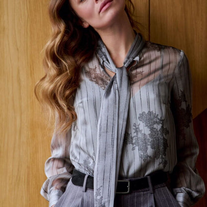 Feria Tie Blouse in Silver