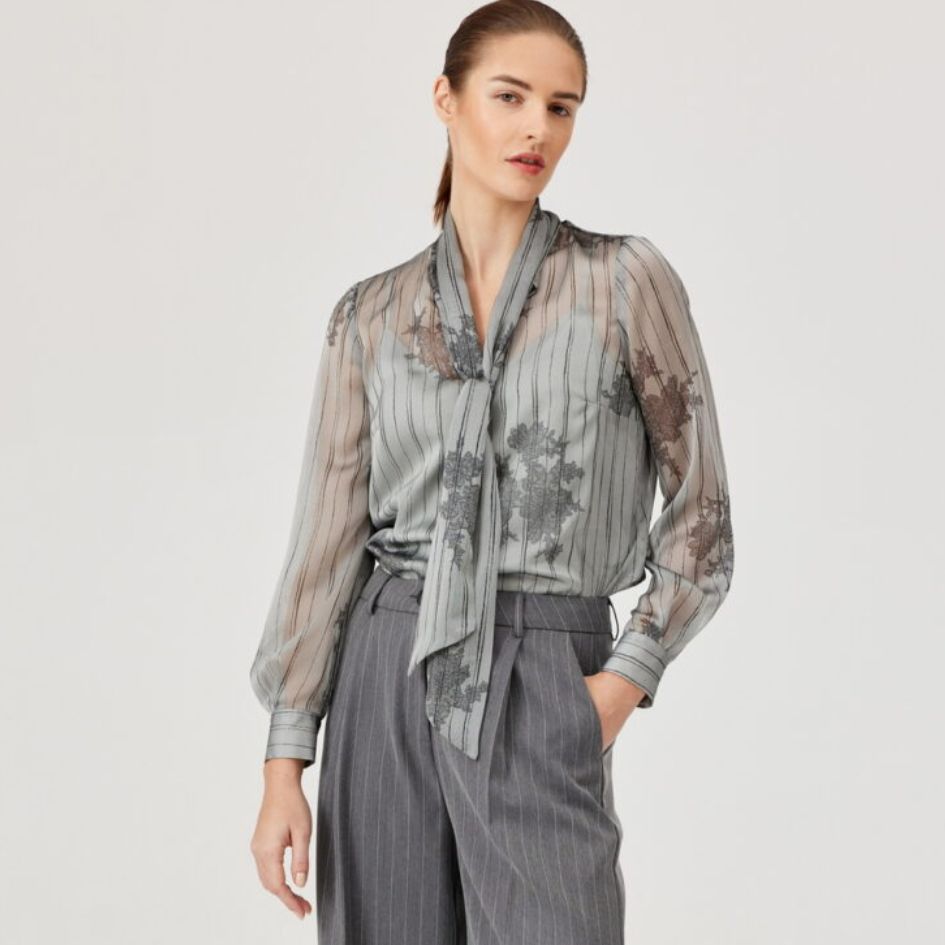 Feria Tie Blouse in Silver