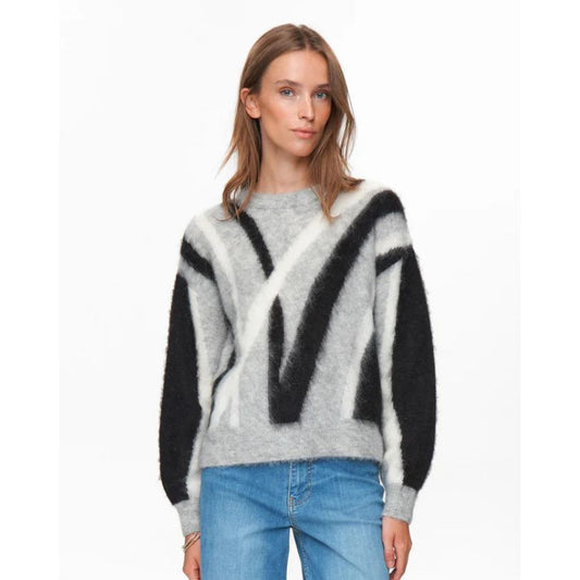 Numph NUSURI BRUSHED PATTERN PULLOVER - Light grey mel