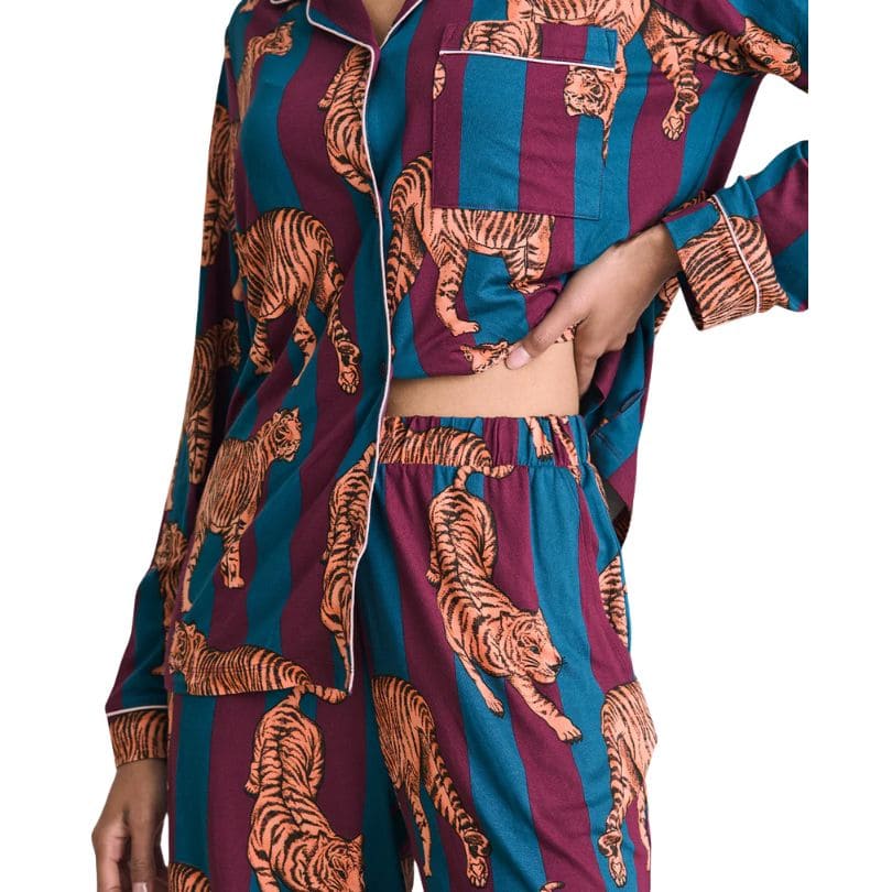 Chelsea Peers - Callie Tiger Stripe Print Long Pyjama Set