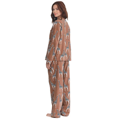 Chelsea Peers - Charlie Cotton Giraffe Print Long Pyjama Set