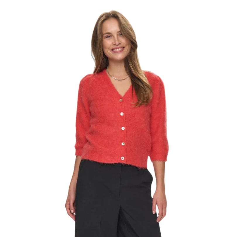 Numph - NUSURI BRUSHED SS CARDIGAN - Fiery Red