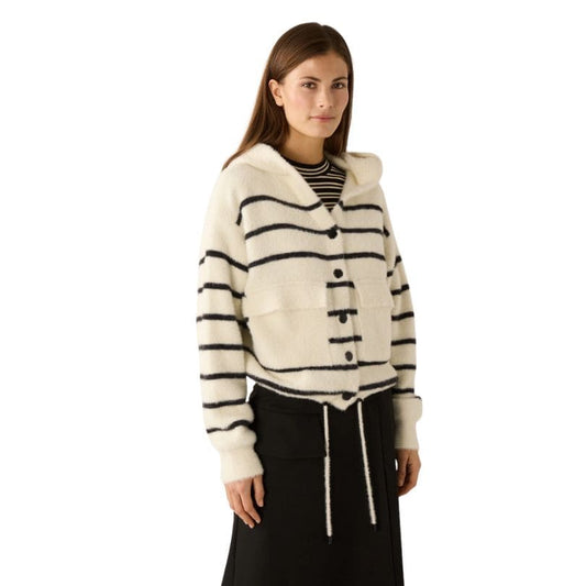 More & More - Cardigan with Hoody and Stripes 2031